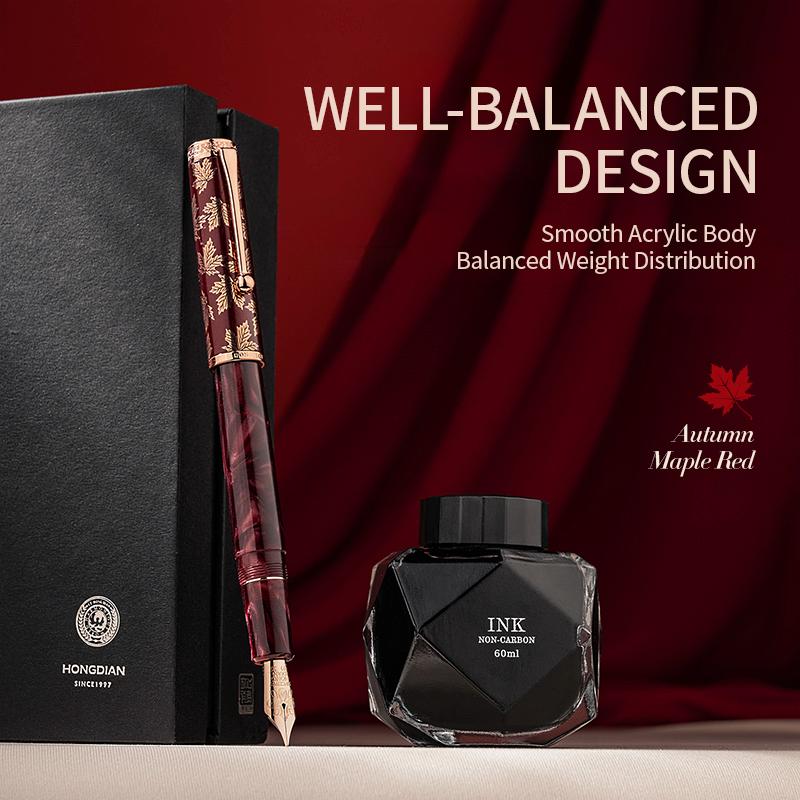 LT Hongdian N8S Red Maple Pen Season Limited High-grade Retro Light Acrylic Resin Fountain Pen