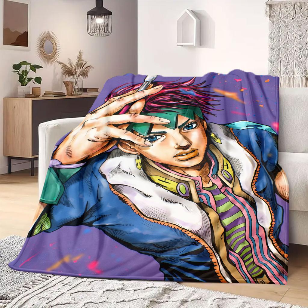 JOJO anime Flannel Blanket Warm,Comfortable,Suitable for Bedrooms,Sofas,Beds,Chairs,Picnics,Travel
