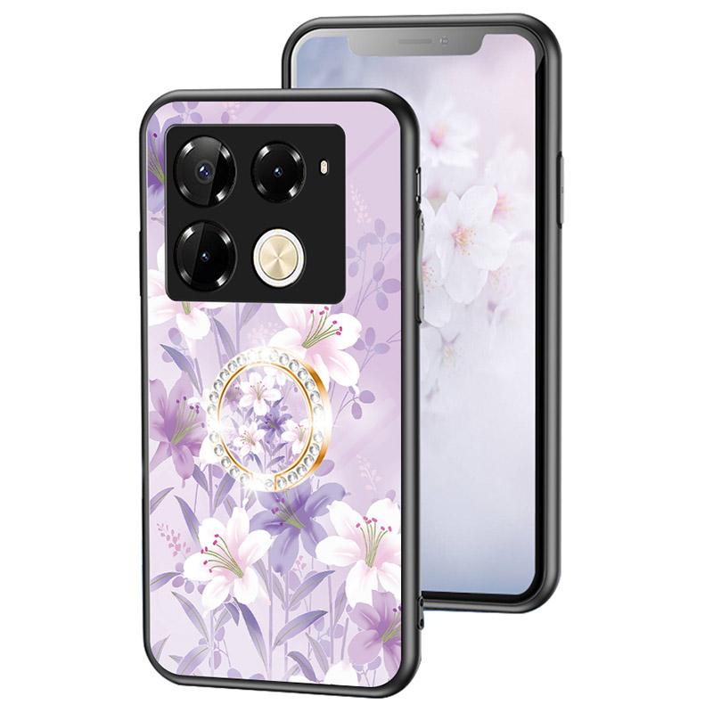 

Чехол для Infinix Note 40 Pro 4G с цветущим цветком, чехол для телефона из закаленного стекла Purple Magnolia