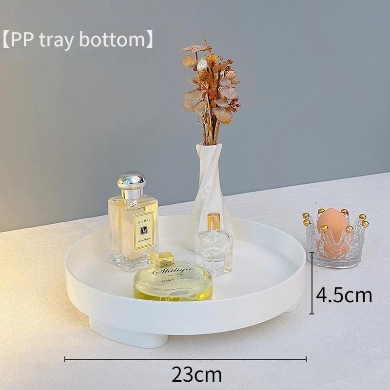 Nordic Wood Storage Tray Household Desktop Sundries Cosmetic Perfume Jewelry Key Plate Home Decorative Round Storage Trays