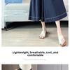 Ice silk denim skirt-pants for women, summer thin high-waisted drapey wide-leg cropped pants