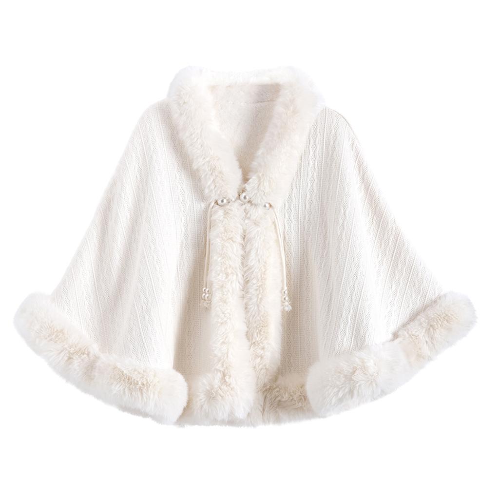 Dame Mote Kåpe Cheongsam Brudekjole Lyse Perler Ensfarget Strikket Med Fløyelssjal Allsidig Damekappe