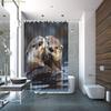 1pc Otter Embrace Shower Curtain - Watercolor Style Brown & White Fur with Expressive Eyes, Polyester Fabric Bathroom Decor, 1
