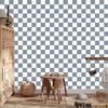 Checkerboard wallpaper white, blue and light gray 50x1000