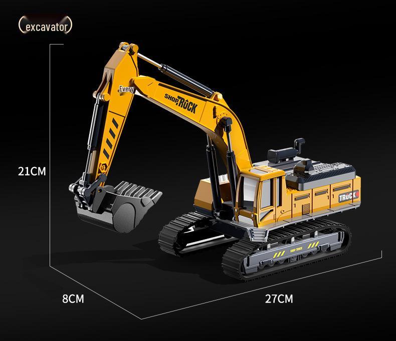 Beiges Alloy Excavator Set: Engineering Vehicle Model Toy with Bulldozer for Boys, Kids' Birthday Gift