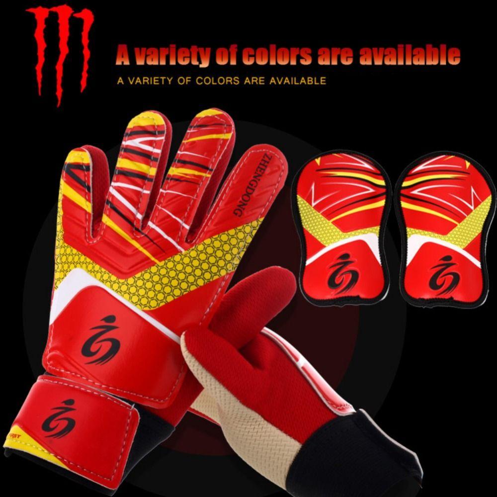 1 pair Finger Protection Children Soccer Gloves Double Sided Latex Goalkeeper Gloves  Play Soccer