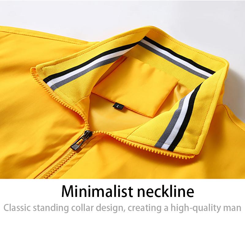 Casual Jacket Men's Standing Collar Spring and Autumn Versatile Sports Solid Color Jacket Men's Clothing
