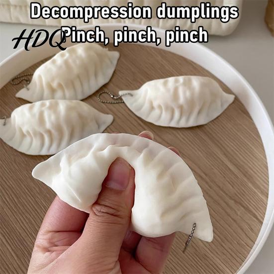 Dumpling Fidget Toy 1/2/3/4Pcs Stress Relief with Bead Chain Simulated TPR Ball Squeeze Sensory Bag Backpack Hanging Decoration Flexible