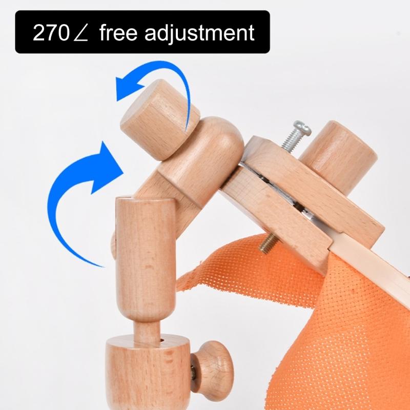 Adjustable Rotated Wood Embroidery Hoop Stand Desktop Stitching Frame Stand Stitching Frame Holder for Needlework Craft