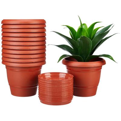 Runde Blumentöpfe mit Untersetzer|Leichtgewicht|Innen- und Außentopf für Heim-/Büro-/Tisch-/Garten-/Balkondekoration|8 Zoll (12er-Set)