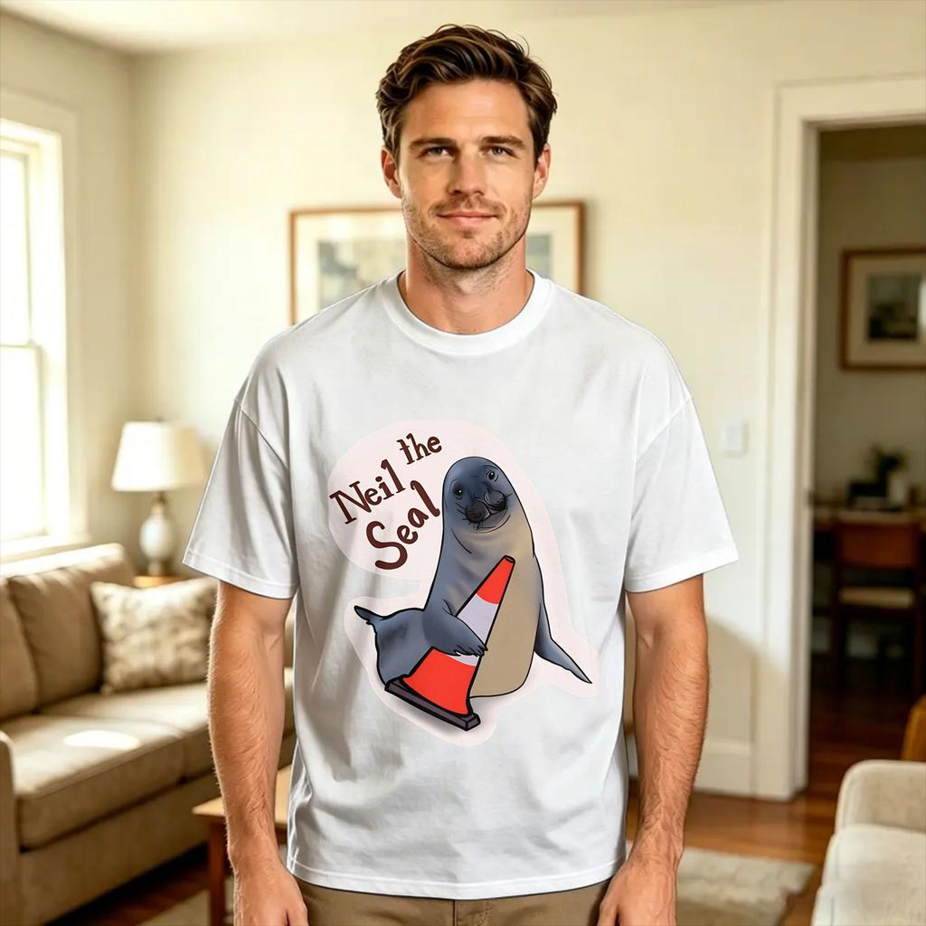 Neil the Seal T Shirt Summer Streetwear TShirts 100 Cotton Trendy Cool Tshirt For Unisex Design Top Tees