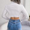 Sexy Women Asymmetrical Knit Sweater Long Sleeve Half High Collar Undercoat Autumn Winter