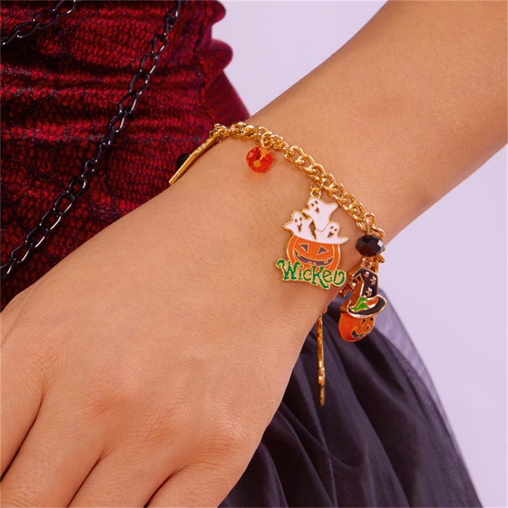 Halloween Charm Bracelet Horror  Pumpkin Witch Hat   Bracelets for Women,Halloween Jewelry Cosplay Costume Accessories