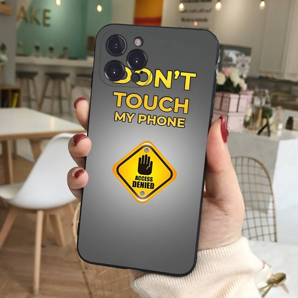 Nicht anfassen Mein Handy Muster Handyhülle Für IPhone 17 16 15 14 13 12 11 Pro Max Plus Mini Weiche Schwarze Hülle