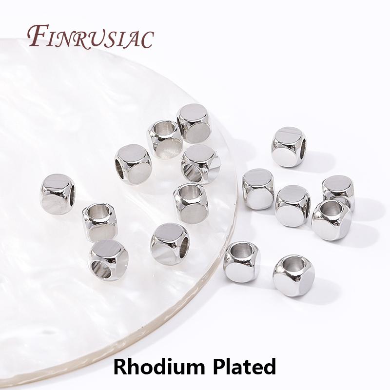 

2-6mm Square Beads 18K Real Gold Plated Spacer Beads Separator For Bracelets Accessories DIY Jewelry Making Supplies 2mm-100pcs
