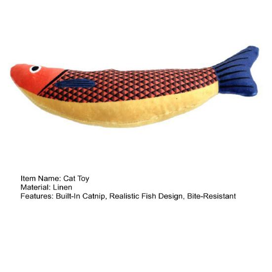 Yousheng Cat Toy Imitation Fish Design Built-in Catnip Kitten Teething Aid Bite-resistant Teeth Grinder Scratch-Resistant Pet
