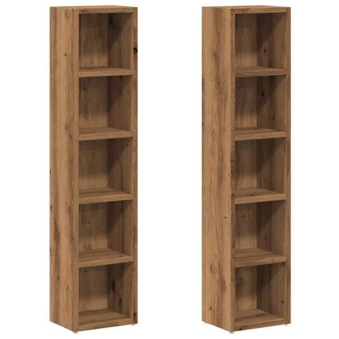 VidaXL CD Cabinets 2 Pcs Artisan Oak 21x16x93.5 Cm, Cd Storage Unit, Cd Storage Cabinet, Cd Cupboard, 855839