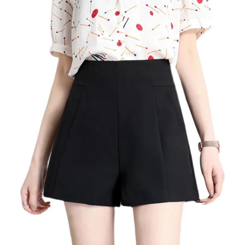 Women's High Waist Wide-Leg Summer Shorts - White A-Line, Black Slim Style, All-Match and Loose Fit