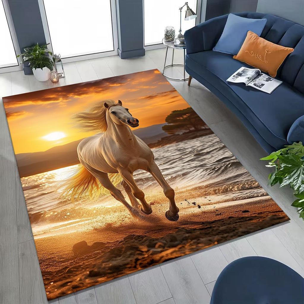 Traum Galopp Ross Pferd Mustang Cartoon Kunst Teppich Teppich für Schlafzimmer Wohnzimmer Sofa Haus Fußmatte Dekor, Kinder Rutschfeste Bodenmatte