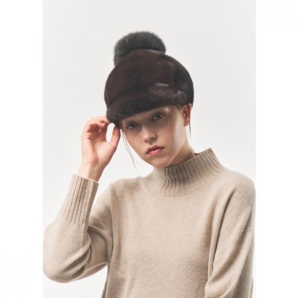 Jindo Leather Mink Fur Cap Hat Jft906