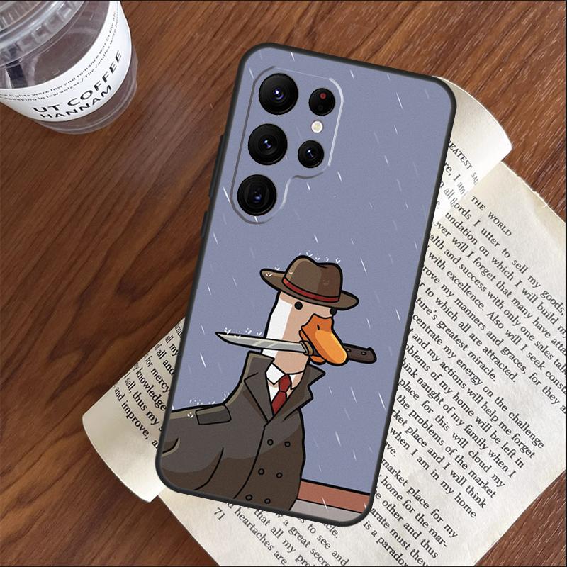 Cartoon Cute Goose Phone Case For Samsung Galaxy S25 S24 S23 S22 S21 Ultra S9 S10 S20 Plus S24 FE Funda Cover