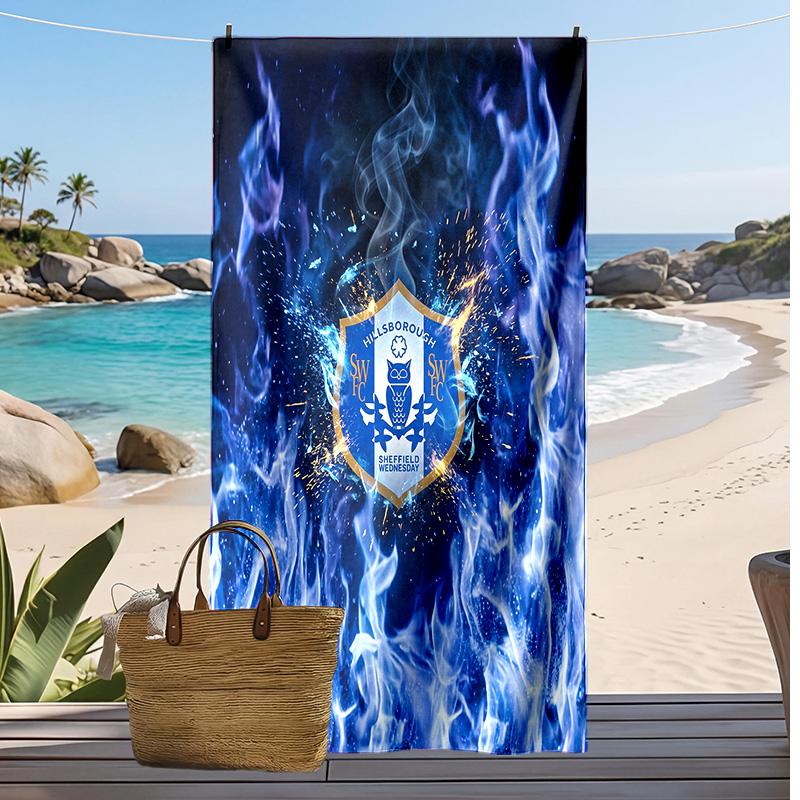 Sheffield Wednesday Football Print Beach Towel, Large Soft Quick Dry Towel for Beach Camping Swimming