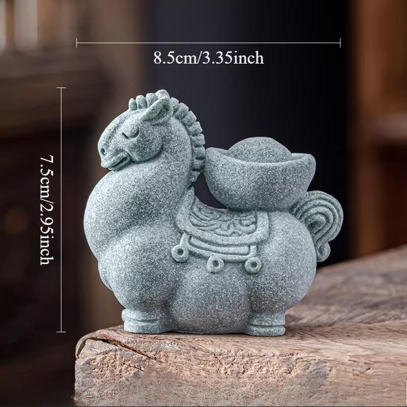 

Green Sandstone Horse Ornament Chinese Style Xiaoma Tea Pet Desktop Mini Decorations Crafts Figurines Tea Ceremony Accessories