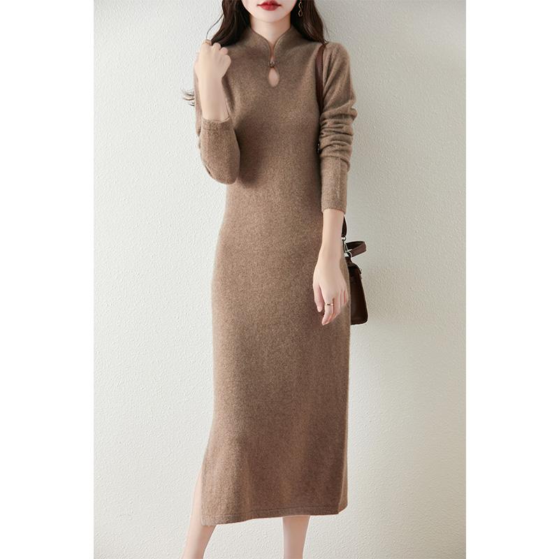 Women's Cashmere Dress Qinghe Cashmere 30% Cashmere 70% Wool Autumn and Winter Cashmere Skirt Soft and Warm