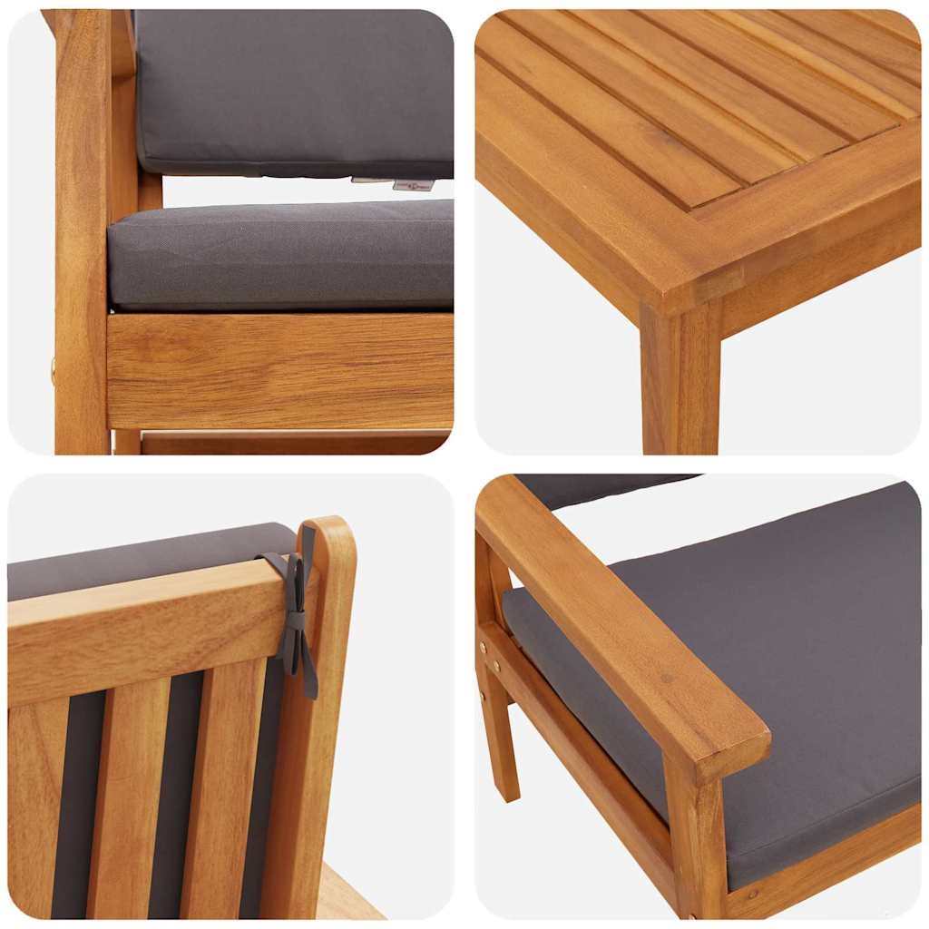 Garden Sofa Set 3 Pcs Brown 120 X 65.5 X 79 Cm Solid Acacia Wood