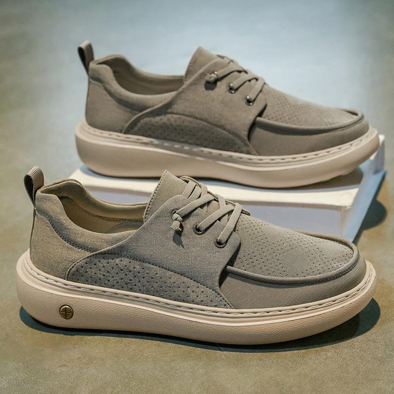 Fashion 2025 New Men's Shoes Retro Pu Breathable Loafers Black, Gray,camel Color Casual Driving Shoe Soft-soled Anti-slip Flat Shoes Men