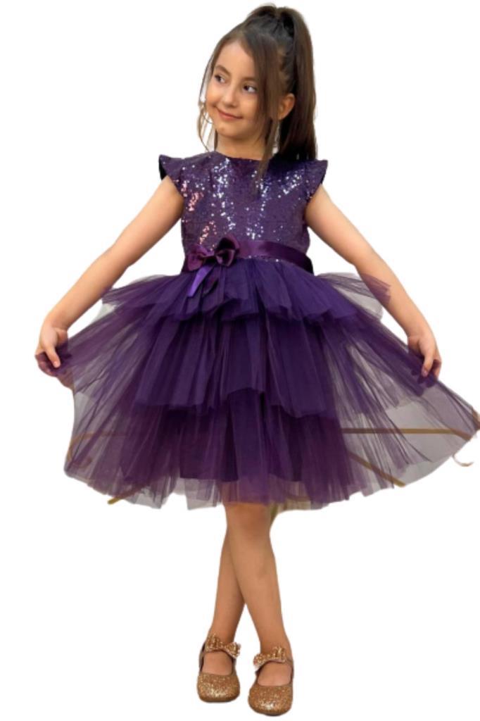 

Girl s Top, Pulp Embroidered Layered Plum Evening Dress 4-7 Years