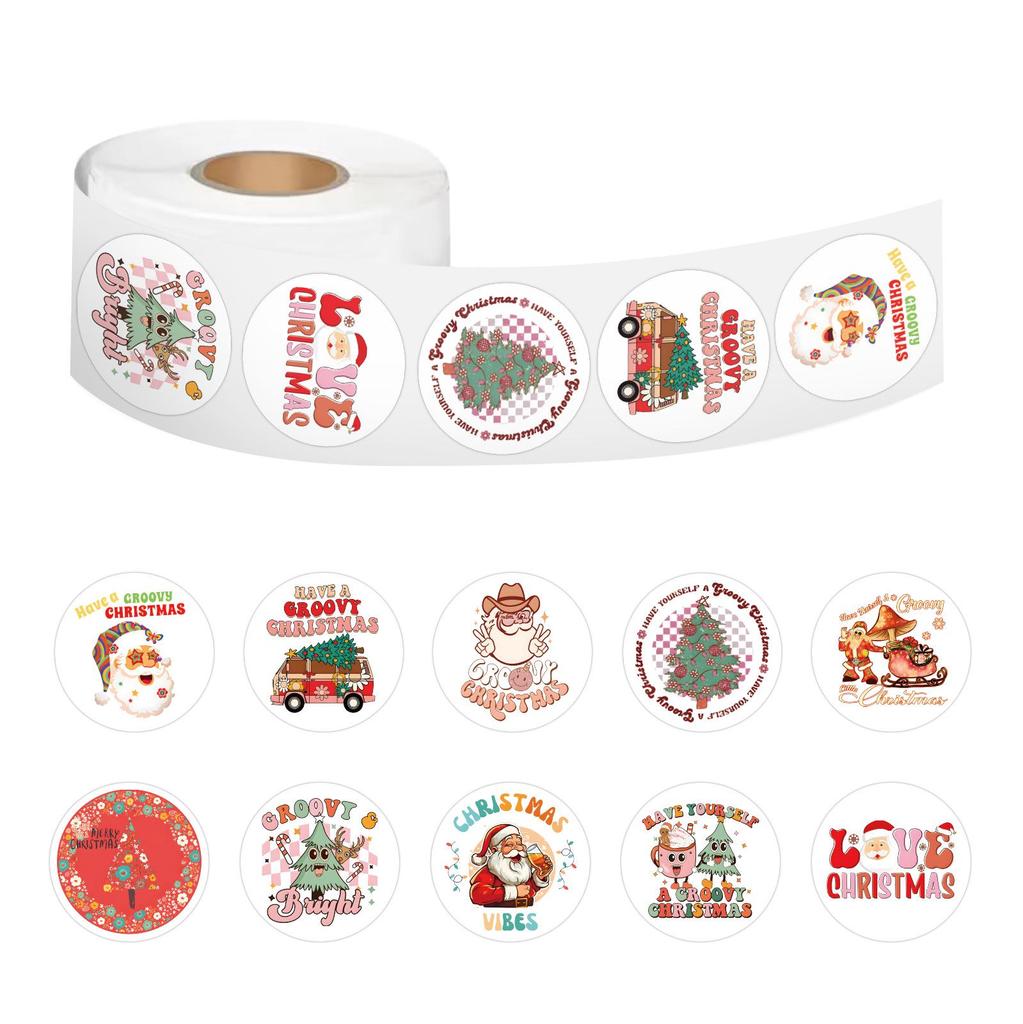 Groovy Christmas Washi Tape - 500 Stickers/Roll for DIY Decorative Journals and Notebooks