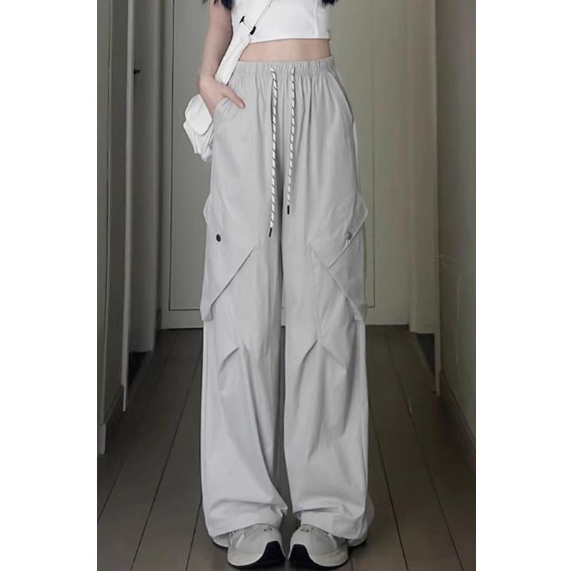 Working Casual Pants for Women In Summer New High-waist Wide-leg Loose Straight Fast-drying Sports Pants