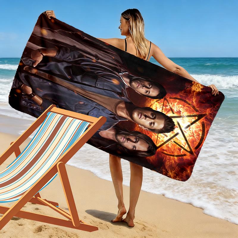 Supernatural Print Beach Towel, Large Soft Quick Dry Towel for Beach Camping Swimming
