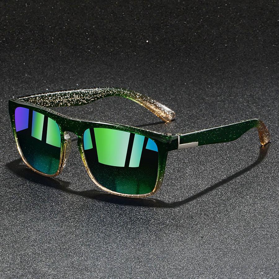 Fashion Vintage Square Glittering Sunglasses Men Women Fishing Driving Man Luxury Brand Designer Sun Glasses UV400 Eyewear