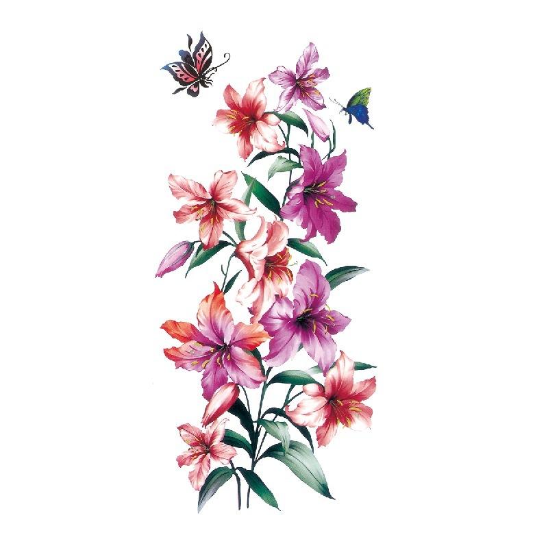 

Наклейка с изображением цветка голубой розы, большой узор в виде цветка сливы, водонепроницаемая наклейка с изображением цветка на руке, образец татуировки 90*190MM