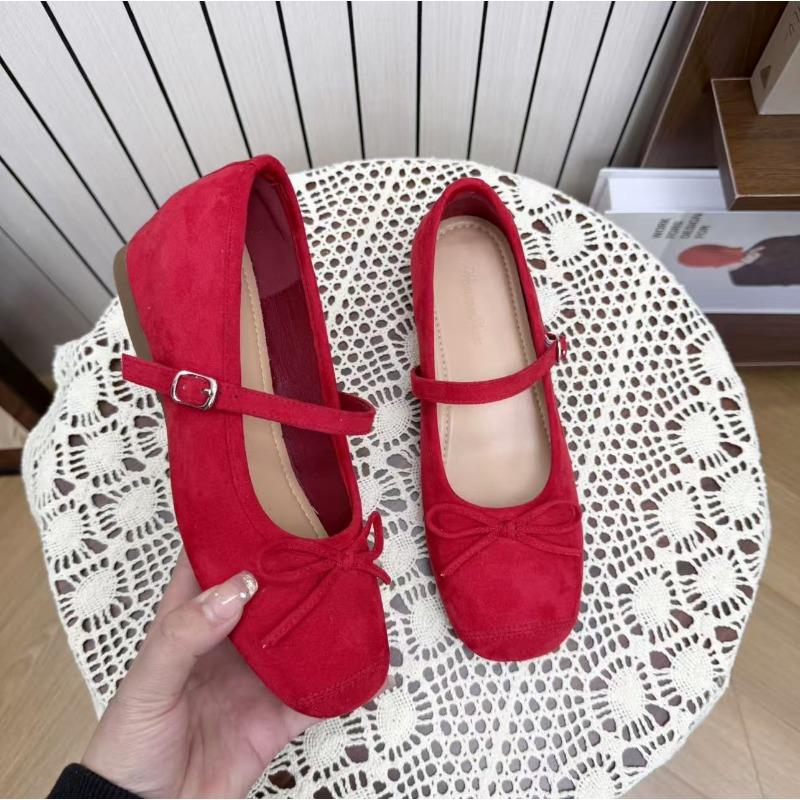 Small Inner Height Increase Shallow Mouth Single Shoes New with Skirt Gentle Flat Ballet Shoes