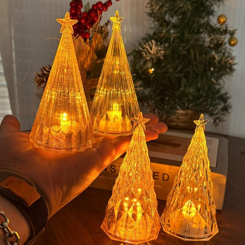 Christmas Tree Crystal Star Lights Party Romantic Snowy Mountain Holiday Gifts LED Warm White Iceberg Lighting Table Decoration
