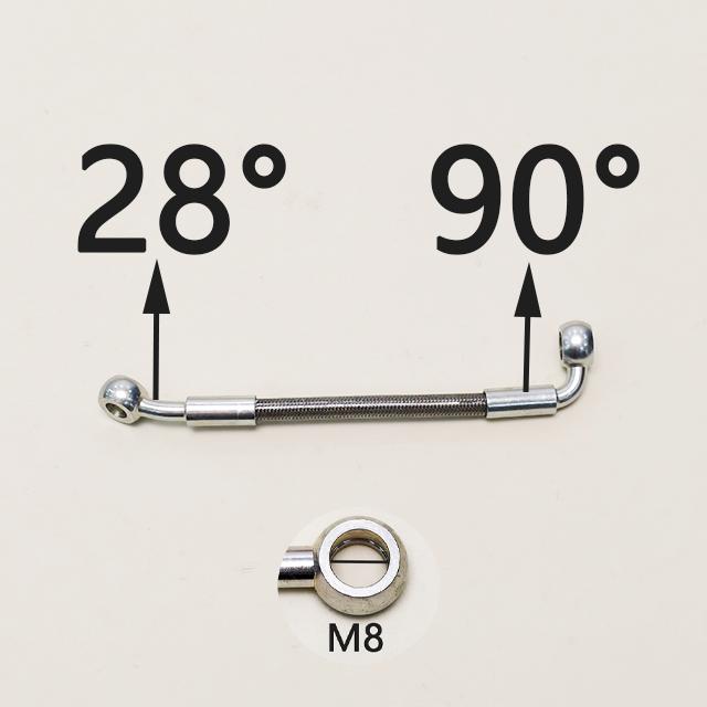 Silver 0°~28°~90° 30-500cm M8 Motorcycle Hydraulic Reinforced Brake Clutch Oil Hose Cable Line Pipe For ATV Dirt Pit Racing Bike