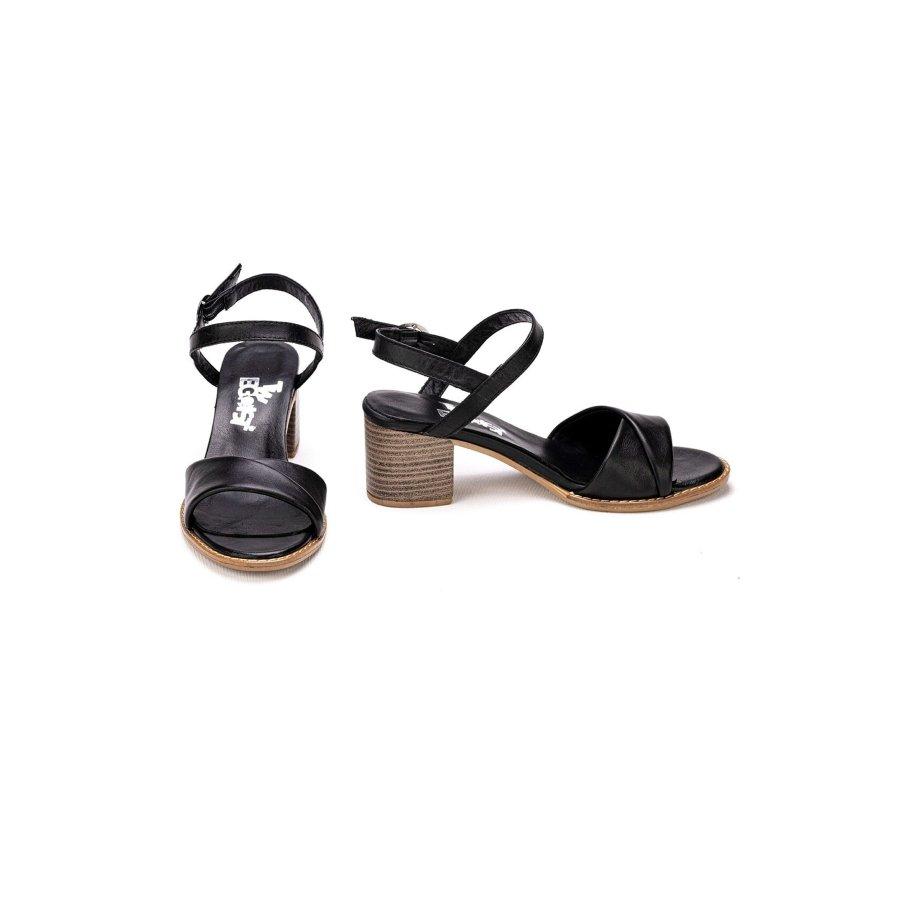 Damskie sandały na średnim obcasie z prawdziwej skóry