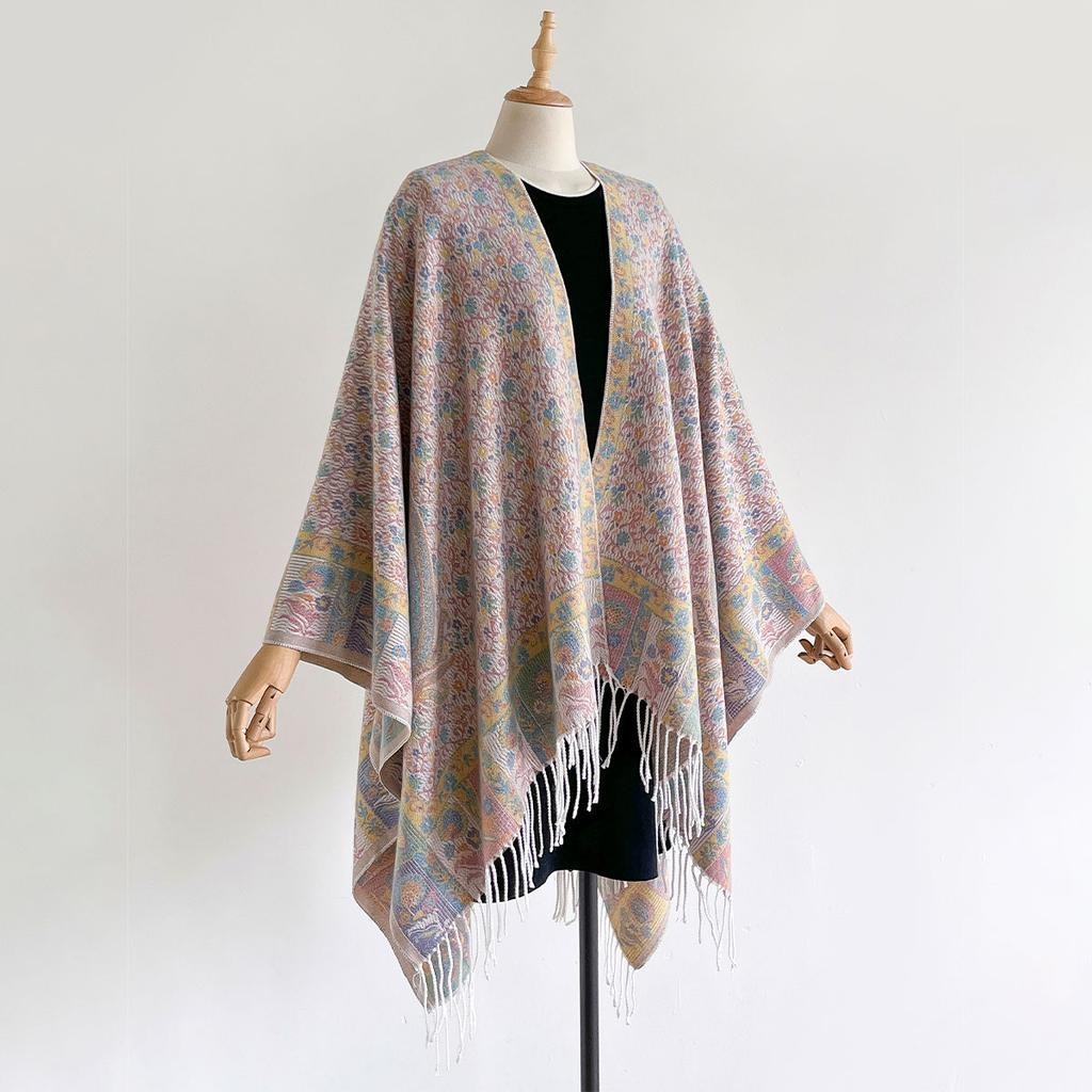 Winter Women Poncho Warm National Style Large Shawl Paisley Print Thickening Blanket Luxury Scarf Female Cloak Pashmina
