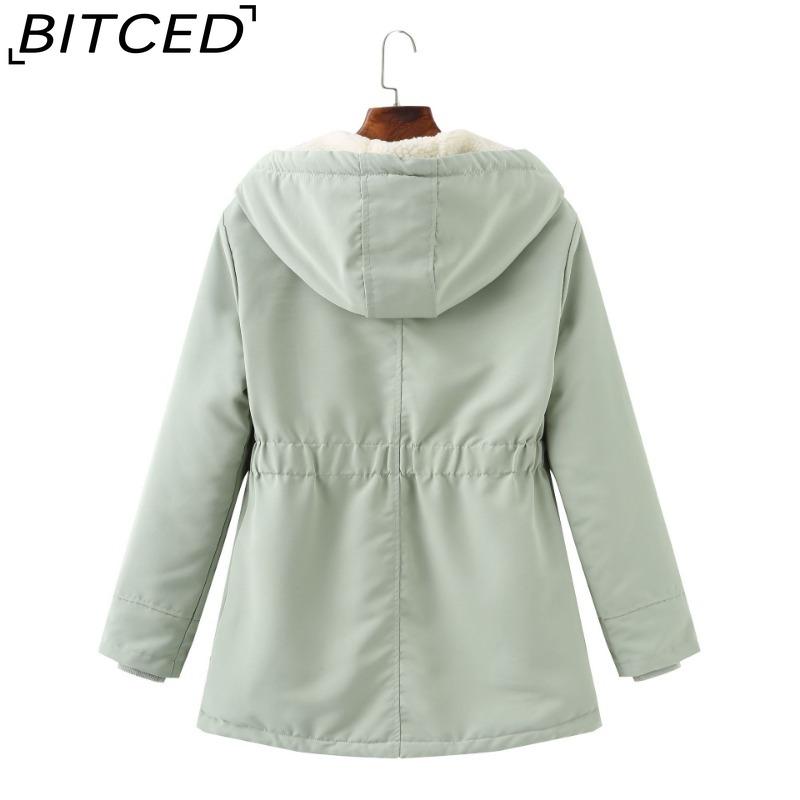 BITCED Women's Hooded Shearling-Lined Parka Coat Winter Warmth Waist-Defining Women's Cotton-Lined Jacket