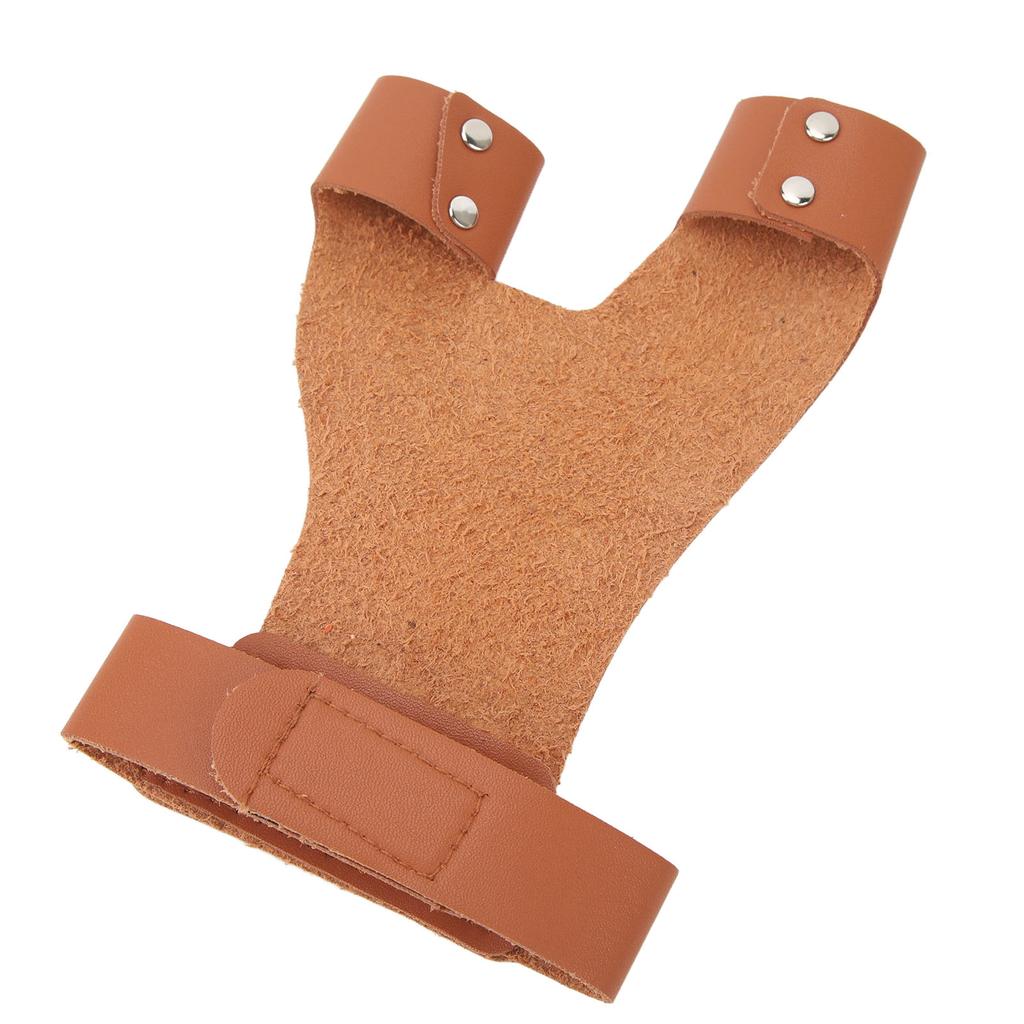 Archery Shooting Glove Brown Hand Guard PU Leather 2 Finger Protector Left Hand Protective Guard