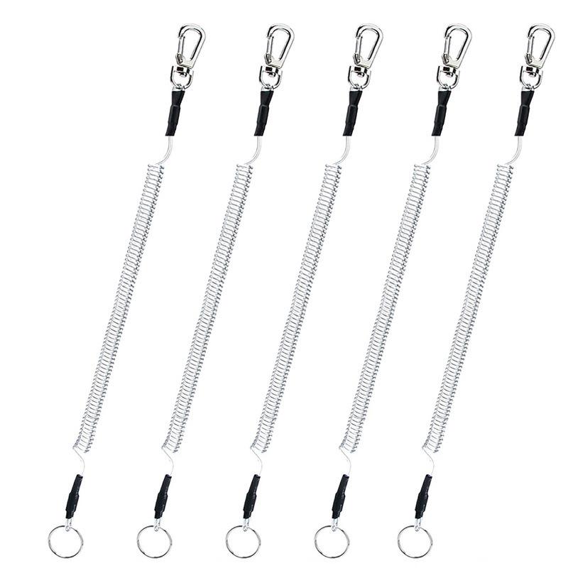 Elastic Steel Wire Keychain Lanyard for Fishing
