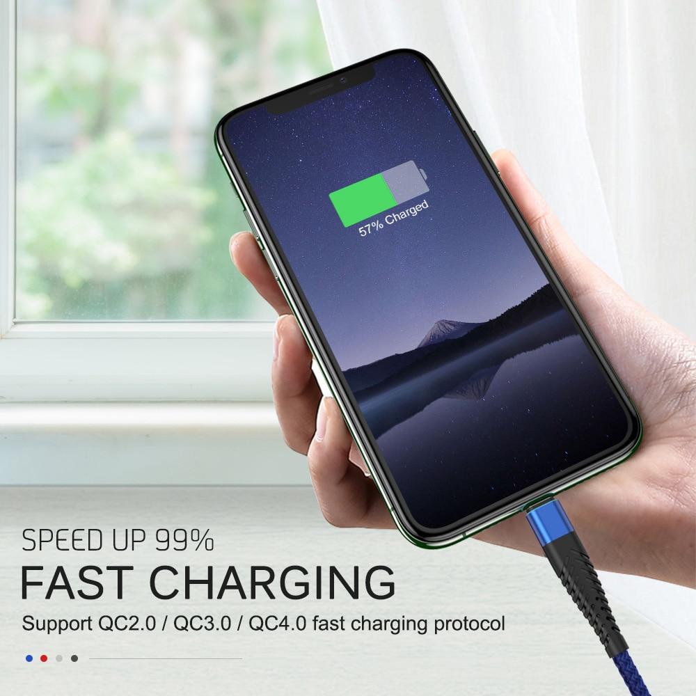 Cavo USB a ricarica rapida per iPhone 12 11 Pro X Max 6 6s 7 8 Plus Apple iPad Origin 2m 3m Cavo per telefono cellulare Cavo per caricabatterie dati
