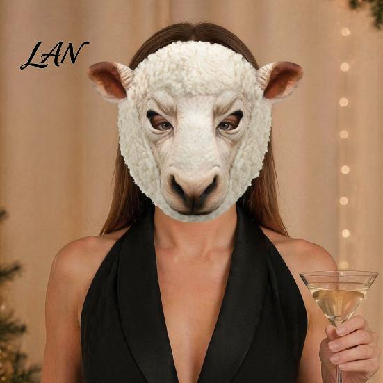Comfortabel Feestmasker Realistisch Dier Masker, Schaap Bruine Beer Volledig Gezicht Grote Oogopening Cosplay voor Halloween Kostuum Accessoires Ademend
