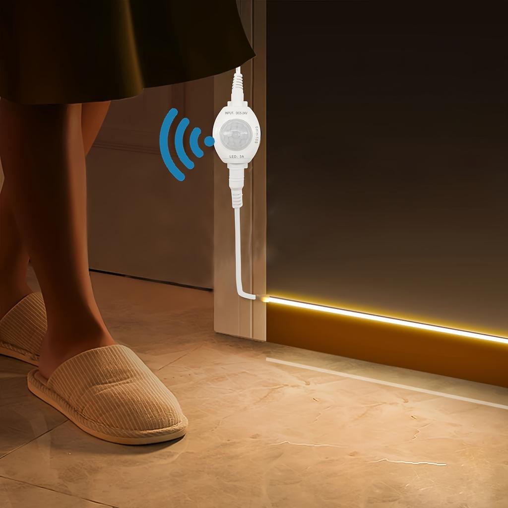 גליל של סרט LED עם חיישן תנועה, אור גוף עם חיישן תנועה לבן חם DC5V, פס גמיש באורך 3.28 רגל עד 16.4 רגל למדרגות, מסדרונות, מראות, ארונות