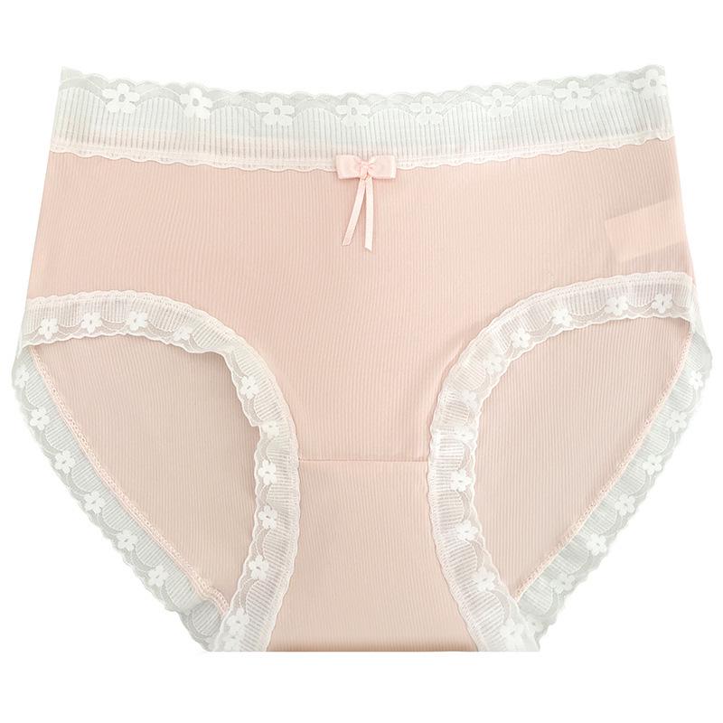 Women's Mid-Waist Ice Silk Seamless Lace Briefs – Breathable and Thin