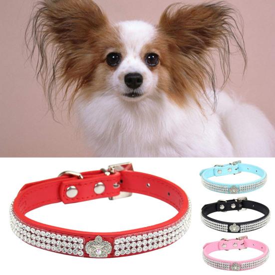 Pet Necklace Fashionable Neck?Circumference Adjustable Pet Supplies Rhinestone Embedded Dog Cat Choker Collar for Christmas