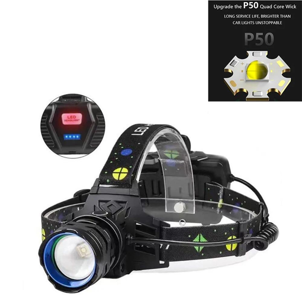 Adjustable 30W LED Headlamp White Light Powerful Flashlight Powerful Flashlight Headlamp Lighting Camping